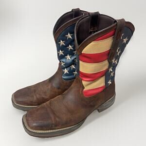 Durango Rebel Men’s Western Boots Size 14D Brown American Flag Pull-On